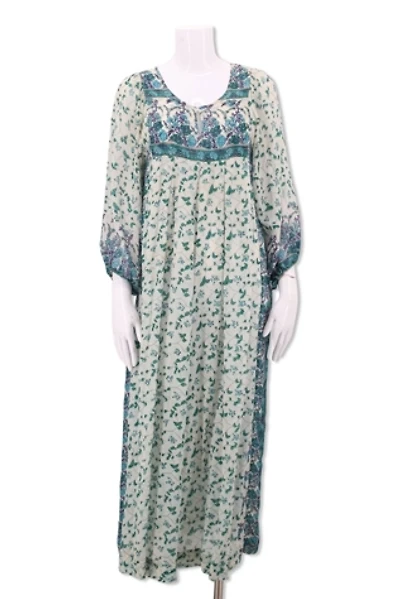 1970s Raksha Silk Print Peasant Dress Selected By Ritual Vintage