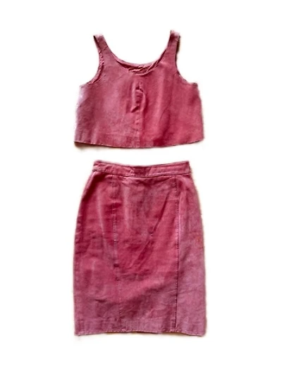 Vintage Suede Pink Crop Top and Skirt Selected By Atlantic Vintage