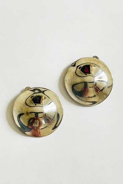 Vintage 1970's Silver Disc Clip Earrings Selected by FernMercantile