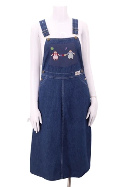 1980s Stitched Denim Jumper Dress Selected By Ritual Vintage