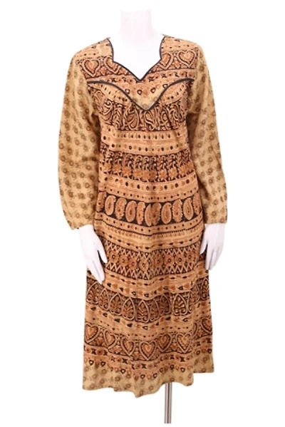 1970s Block Print Peasant Dress Selected By Ritual Vintage