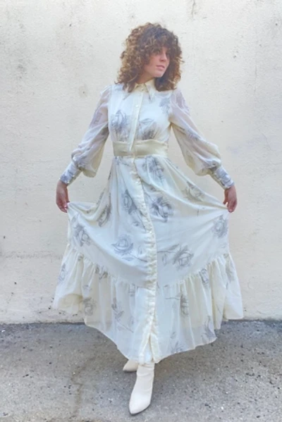 Vintage Gunne Sax Dotted Floral Pattern Dress Selected by The Curatorial Dept.