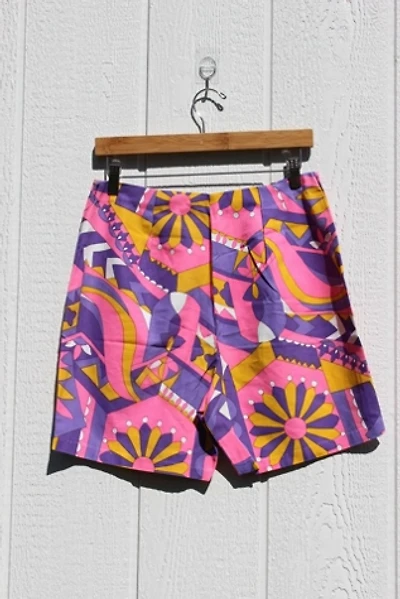 1960s Hot Pink Flower Power Hippie Shorts Selected By Moons + Junes Vintage