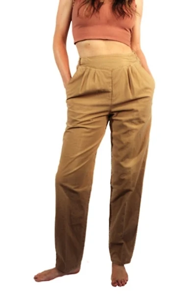 1980s Organically Grown Pleated High Waist Khaki Pants Selected By Moons + Junes Vintage