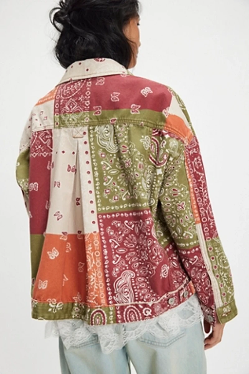 We The Free Opal Swing Printed Denim Jacket