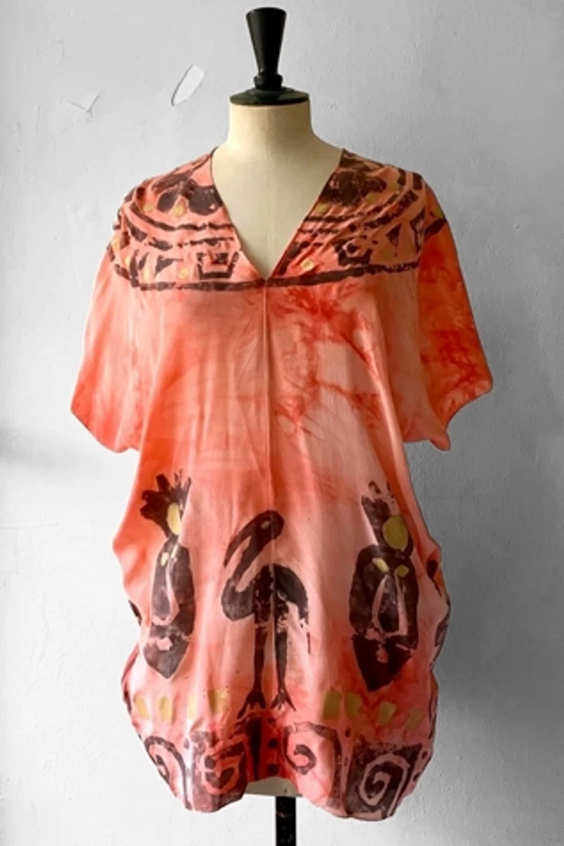 80's Laise Adzer Hand Painted  Silk Tunic  Selected by MARMALADE