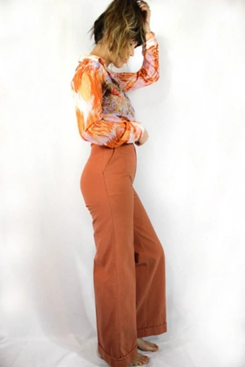 1960s High Waisted Pink Wide Leg Pants Selected By Moons + Junes Vintage