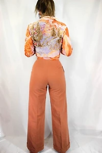 1960s High Waisted Pink Wide Leg Pants Selected By Moons + Junes Vintage