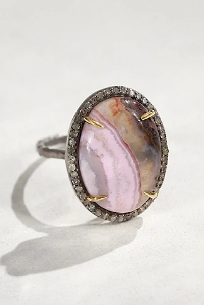 Robindira Unsworth Pave Diamond Agate Ring