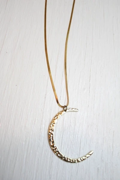 Vintage Crescent Moon Gold Herringbone Chain Necklace Selected By Moons + Junes Vintage