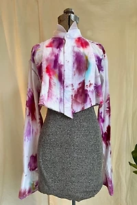 KA.TL.AK Wearable Art Magenta Cropped Tuxedo Shirt