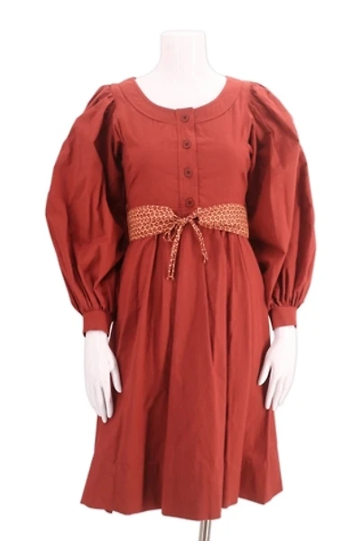 1970s Terracotta Cotton Peasant Dress Selected By Ritual Vintage
