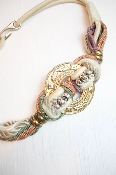 1980s Braided Pastel Medallion Belt Selected By Moons + Junes Vintage