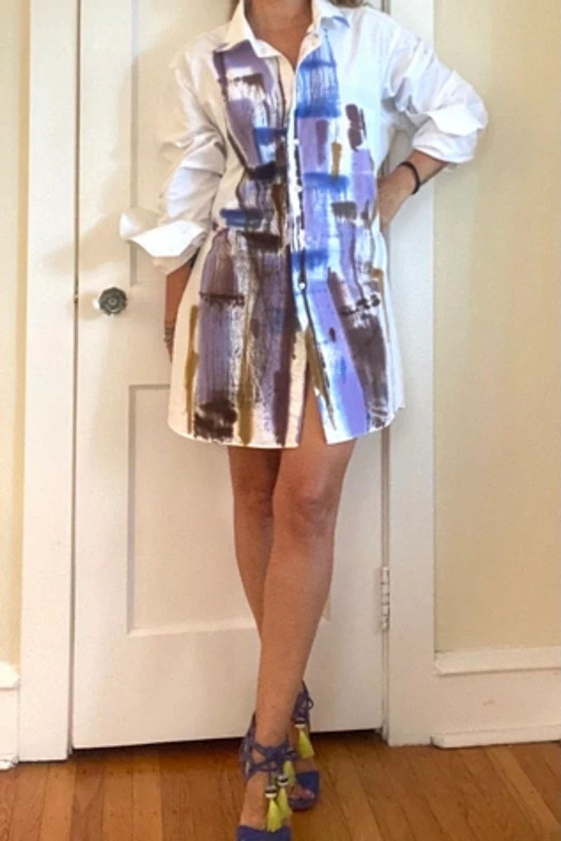 KA.TL.AK Wearable Art Blue Dress Shirt