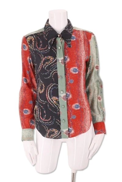 1970s Mixed Media Rayon Blouse Selected By Ritual Vintage