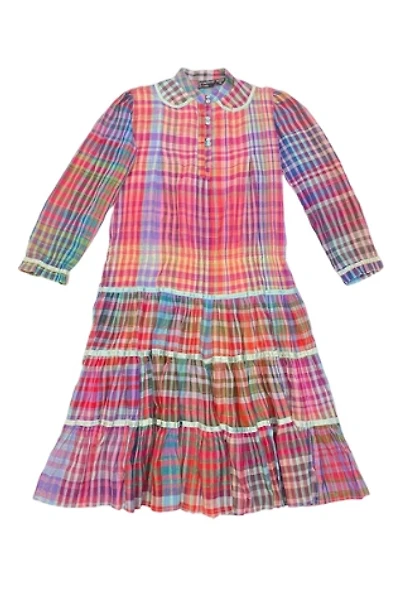 1980s Vintage Plaid Collared Long Sleeve Dress Selected by BusyLady Baca & The Goods