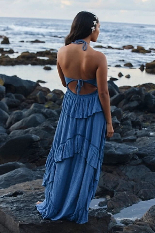 black beach maxi dress Caicos Cut-Out Halterneck Maxi Dress in Black