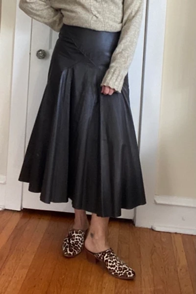Vintage Comint Brown Leather Skirt Selected by KA.TL.AK