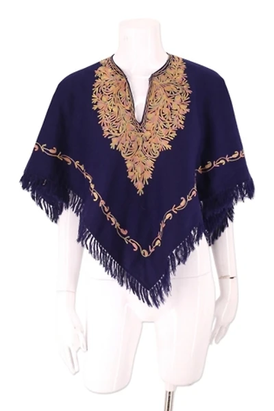 1970s Embroidered Wool Poncho Top Selected By Ritual Vintage