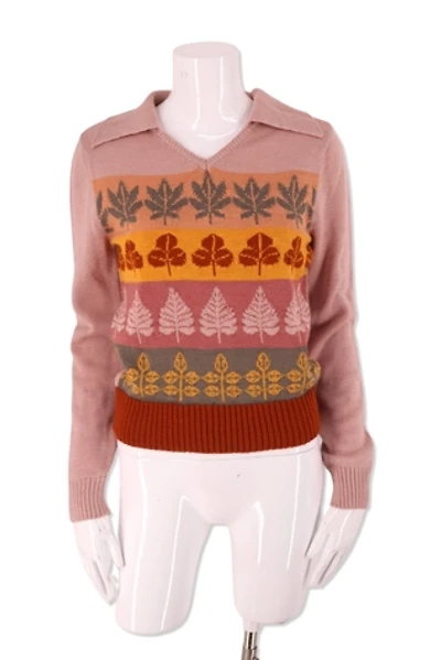 1970s Botanical Print Shrunken Fit Sweater Selected By Ritual Vintage