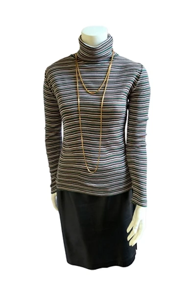 Vintage 1960s Micro Stripe Turtleneck Knit Top Selected by SharpLilTeeth