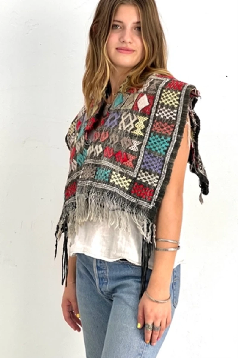 Anna Corinna Woven Wooly Poncho Top