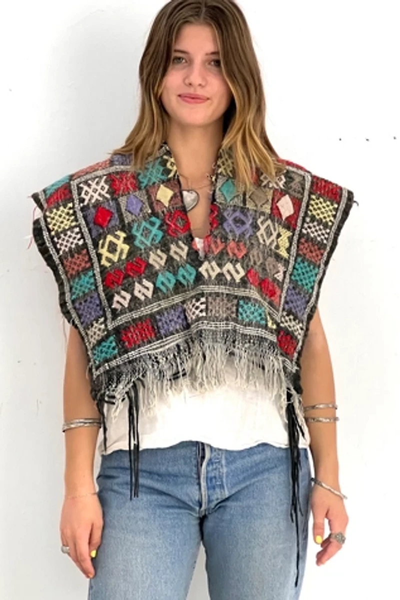 Anna Corinna Woven Wooly Poncho Top