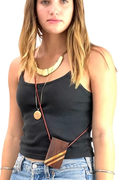Vintage Wood and Brass Stash Box Necklace Selected by Anna Corinna