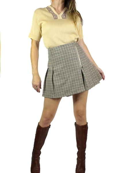 Vintage Plaid Pleated Mini Skirt Selected By Moons + Junes Vintage