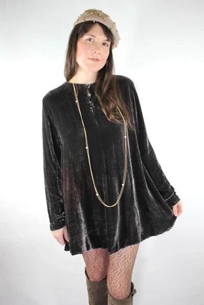 1990s Vintage Velvet Mini Dress Selected By Moons + Junes Vintage