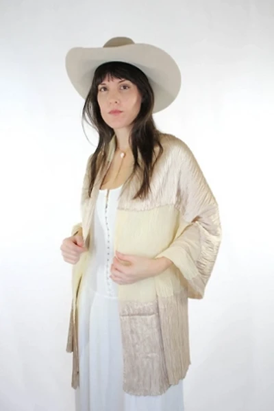 Vintage Cream Sheer Silk Textured Satin Wrap Selected By Moons + Junes Vintage