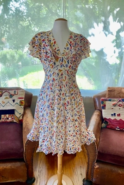 Vintage Ossie Clark for Radley Crepe Silk Party Dress Selected by The Curatorial Dept.