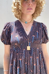 Ossie Clark Cotton Fan Pattern Party Dress Selected by The Curatorial Dept.