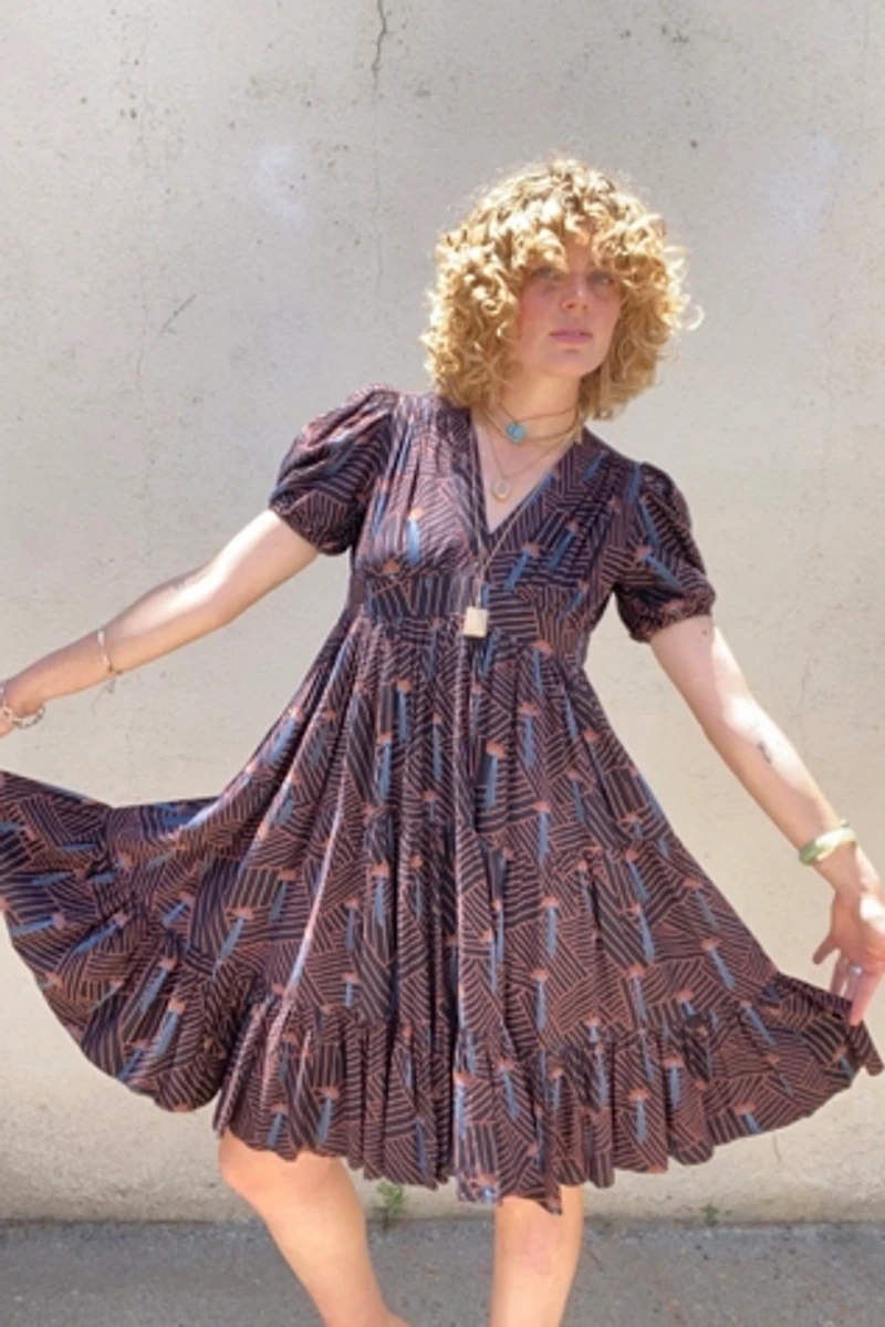 Ossie Clark Cotton Fan Pattern Party Dress Selected by The Curatorial Dept.