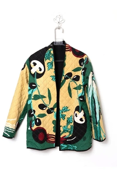Vintage 1980s Vegetable Print Quilted Silk Jacket Selected by SwaneeGRACE