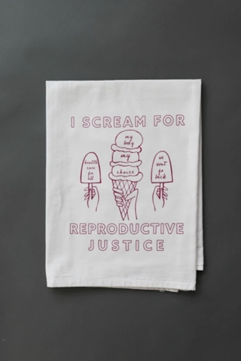 Overseasoned Ice Cream for Reproductive Justice Tea Towel