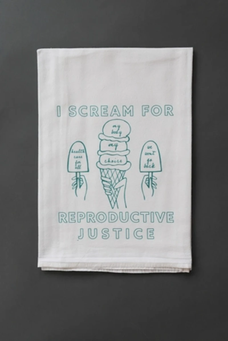 Overseasoned Ice Cream for Reproductive Justice Tea Towel