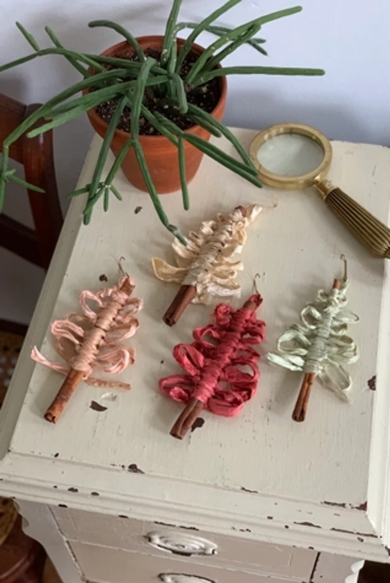 Macramé by Monday Recycled Sari Silk Tree Ornaments