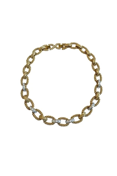 Vintage 1980s Gold Link Rhinestone Necklace Selected by SharpLilTeeth