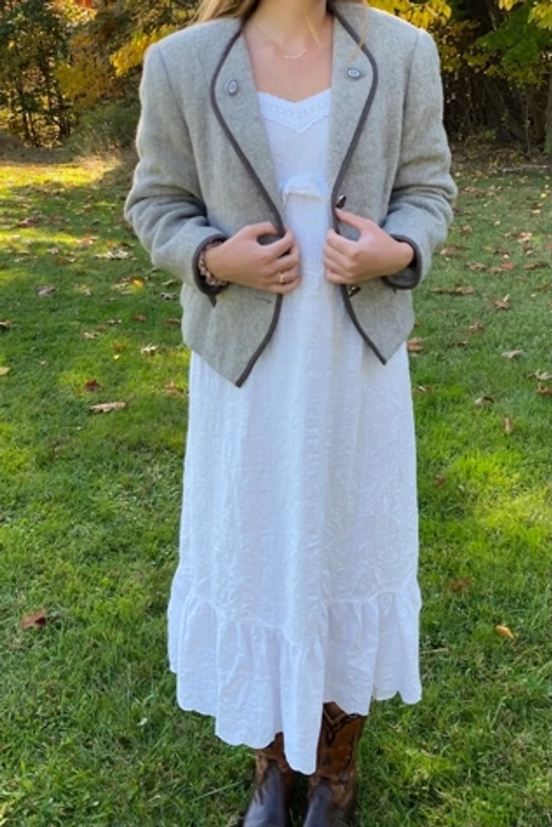 Gray Wool Jacket with Trim Selected by KA.TL.AK