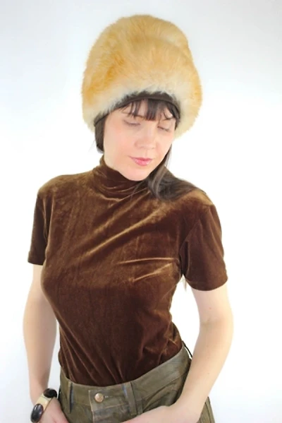 1990s Deadstock Brown Velvet Turtleneck Selected By Moons + Junes Vintage