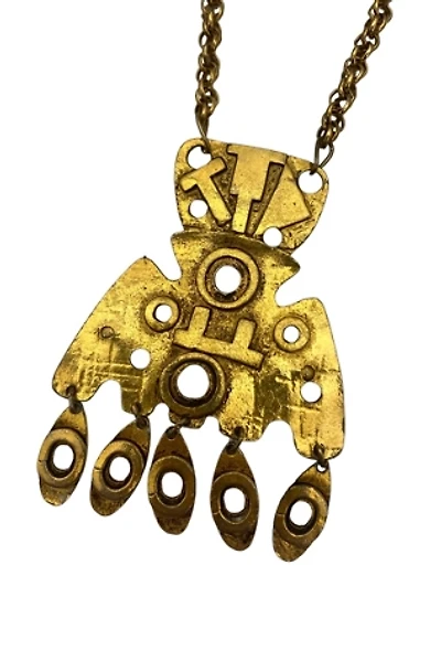 1980s Vintage Gold Tone Flying Bird Necklace Selected by BusyLady Baca & The Goods