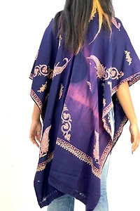 Anna Corinna Destroyed Worn and Torn Pretty Embroidered Wool Poncho