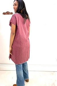 Anna Corinna Striped Merlot Smock Jacket
