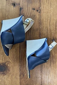 Celine Navy Leather Wedges Selected by The Curatorial Dept.