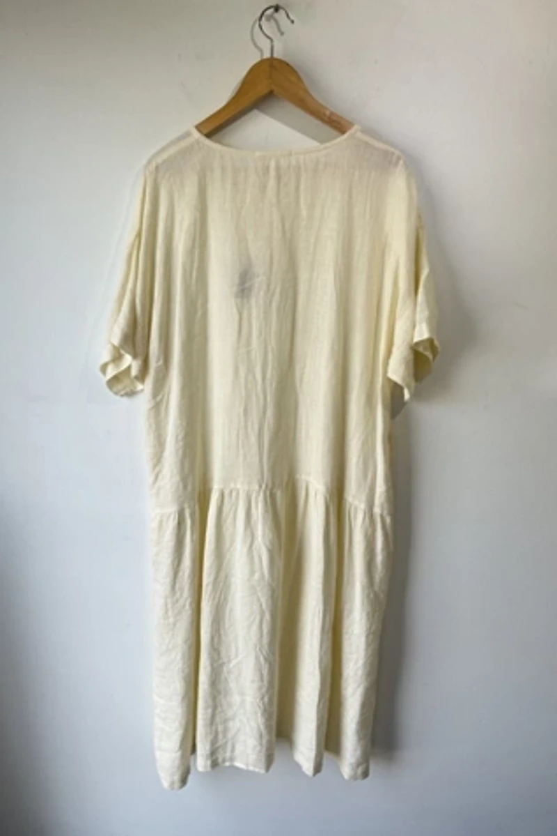 Black Crane Pale Yellow Linen Dress Selected by The Curatorial Dept
