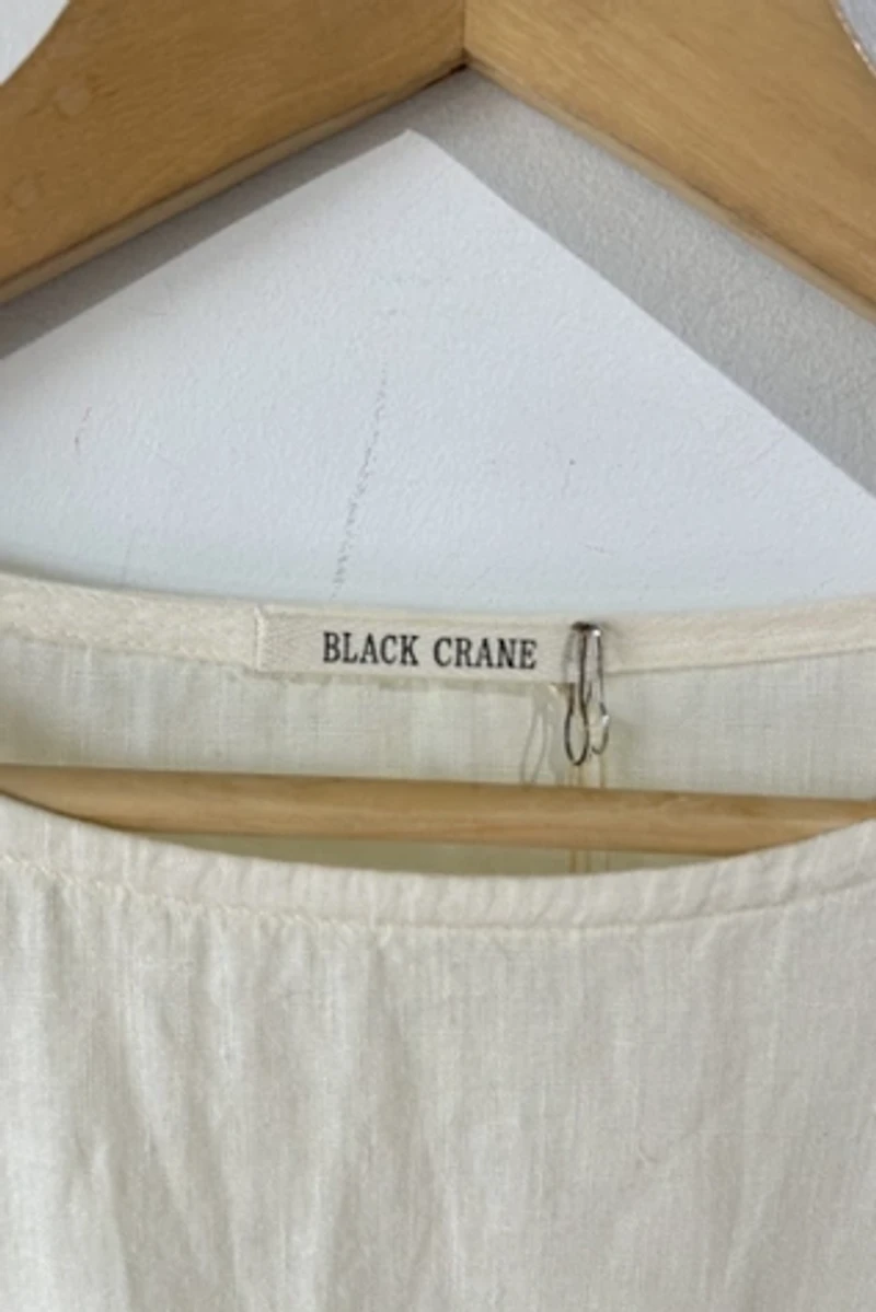 Black Crane Pale Yellow Linen Dress Selected by The Curatorial Dept