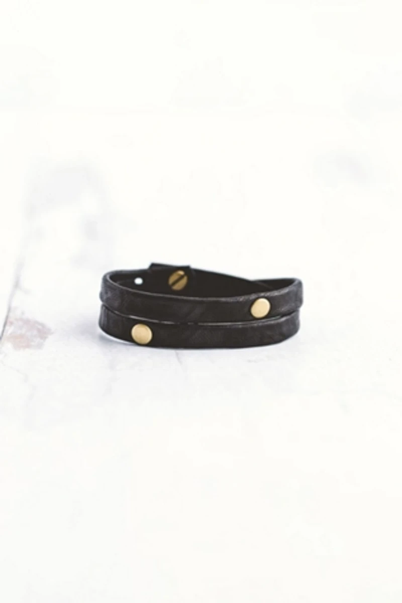 Giving Bracelets Antique Brass Double Warrior Wrap Bracelet