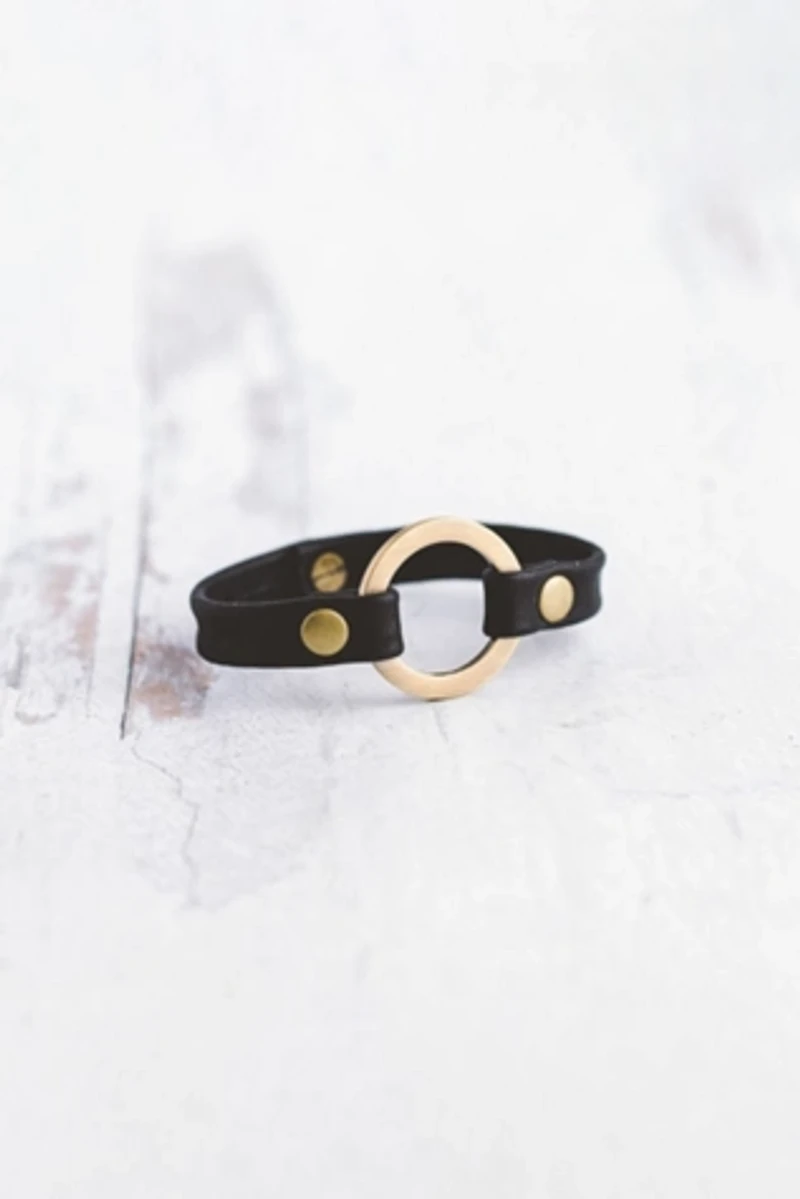 Giving Bracelets Antique Brass Grounding Leather Bracelet