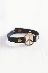 Giving Bracelets Antique Brass Peace Maker Leather Bracelet